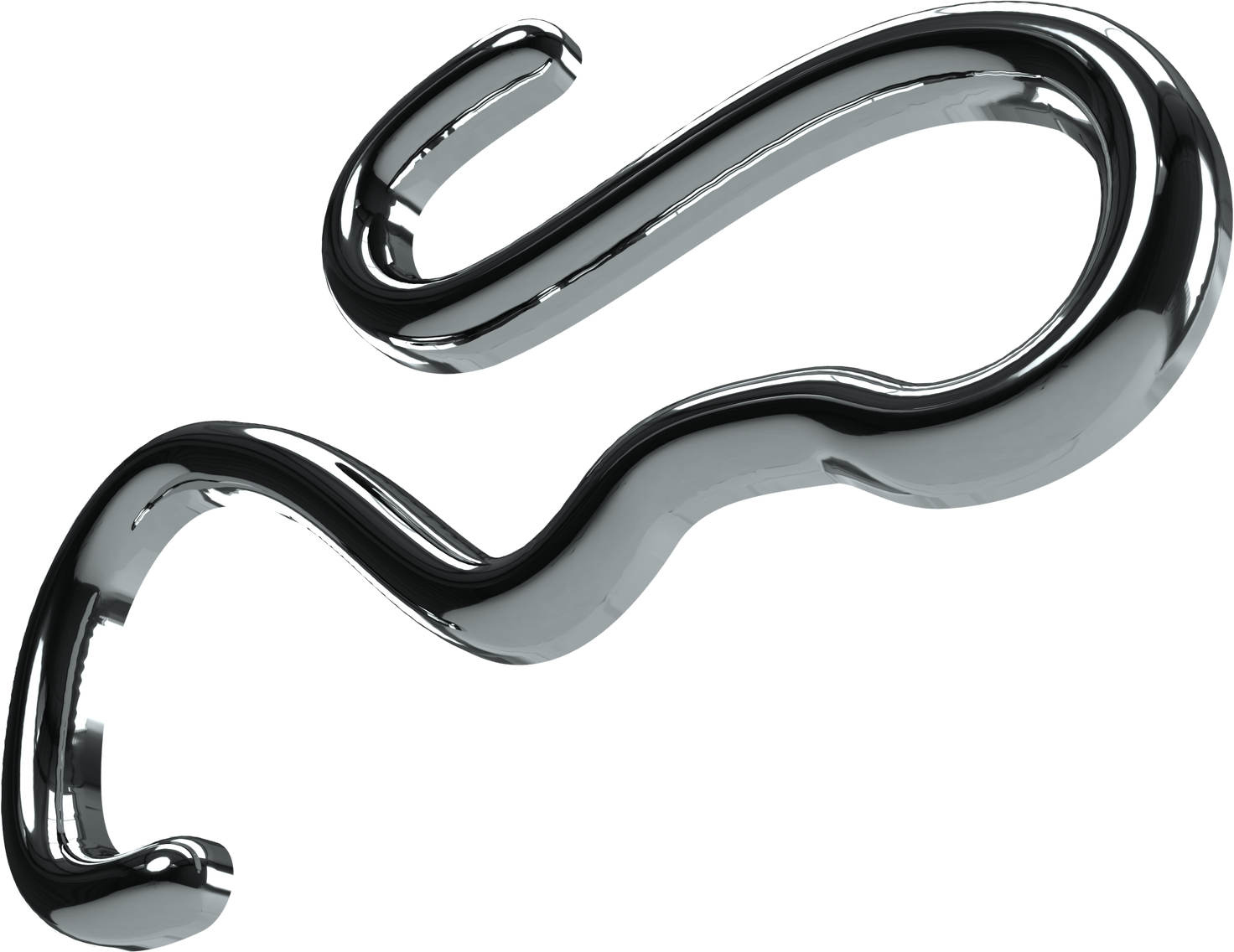 3D Silver Chrome Shape Simple Squiggle Blob